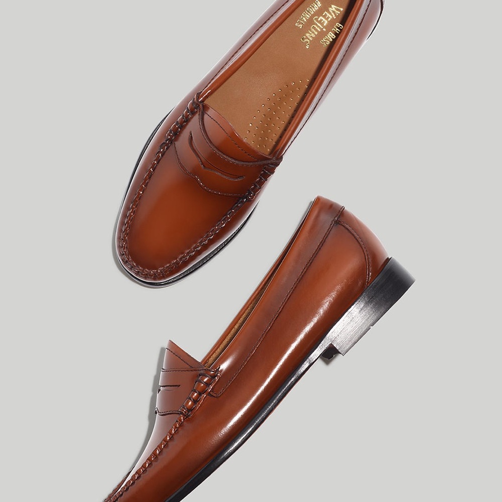 Madewell Cognac Leather Penny Loafers